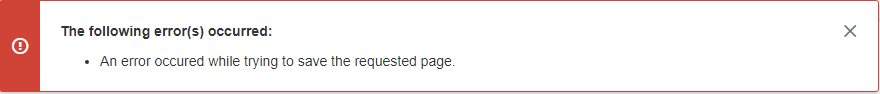 An error occurred while trying to save the requested page.r