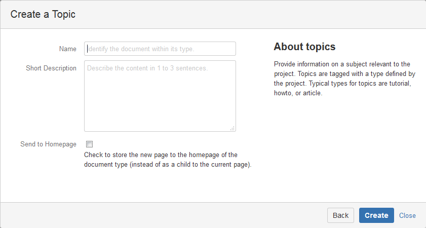 Example for a Wizard that requests a name and a short description