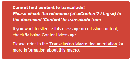 Example message on missing content 'Content2'.
