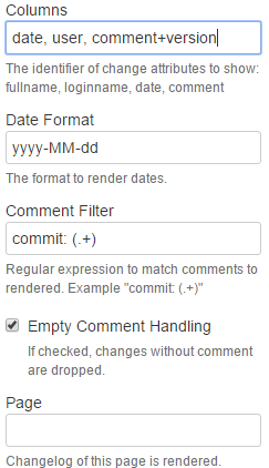 Options of the macro