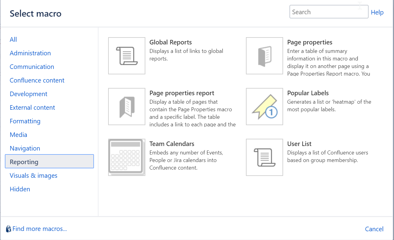 Screenshot showing the Macro Browser without projectdoc Macros