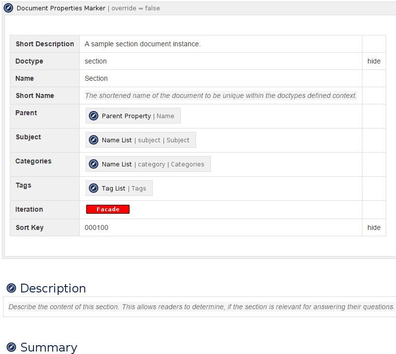 Section Template in Edit Mode