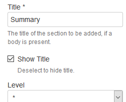 Section Macro showing the Title
