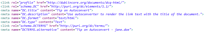 HTML Fragment with Dublin Core Title