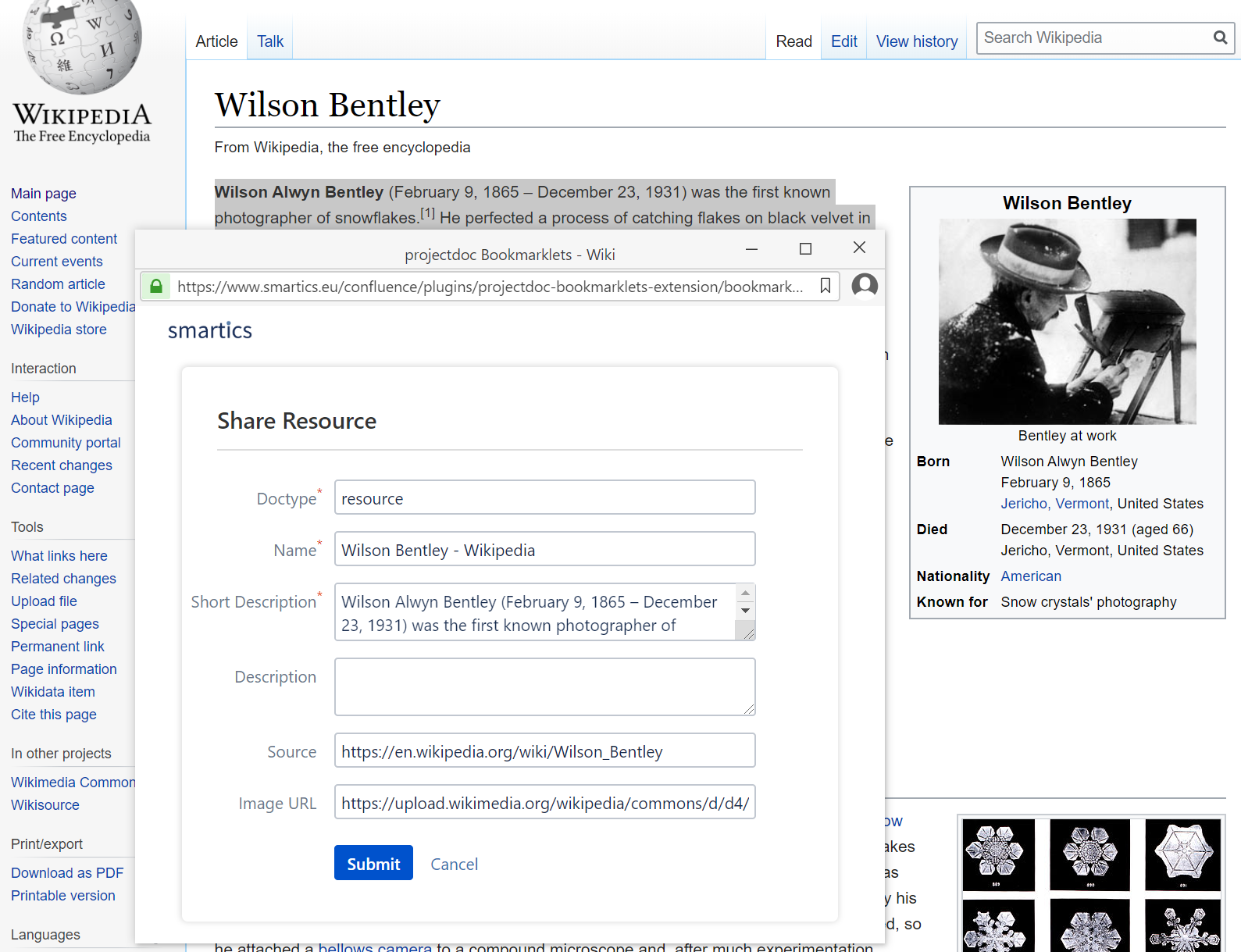 Extracting resource information from a web page.