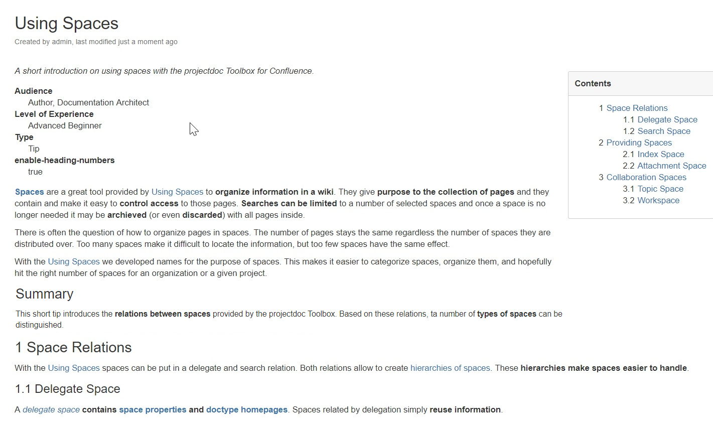 Screenshot of the document with the heading number aligned