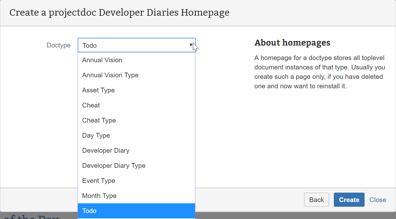 Select the type of homepage you want to create