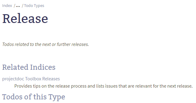 Example of a space index page