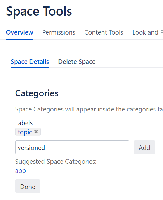 Screenshot with Space Details on Space Tools.
