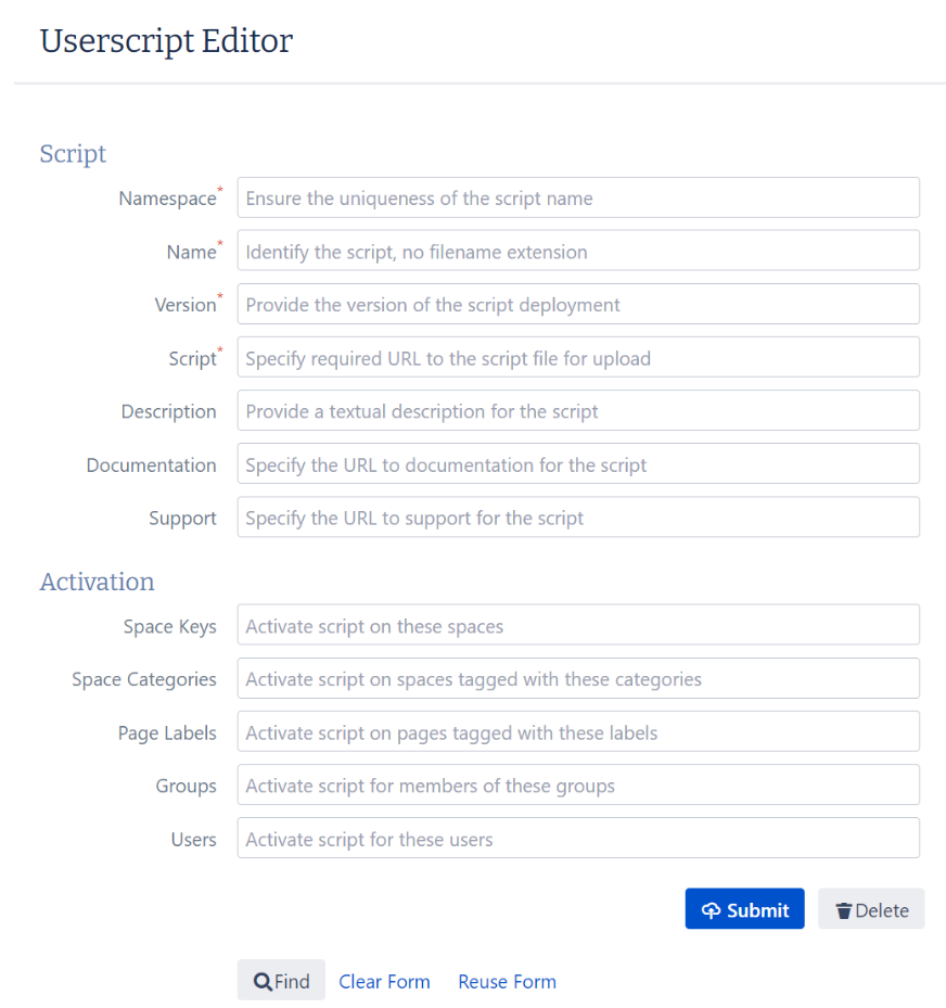 Screenshot of the Userscript Editor Dialog.